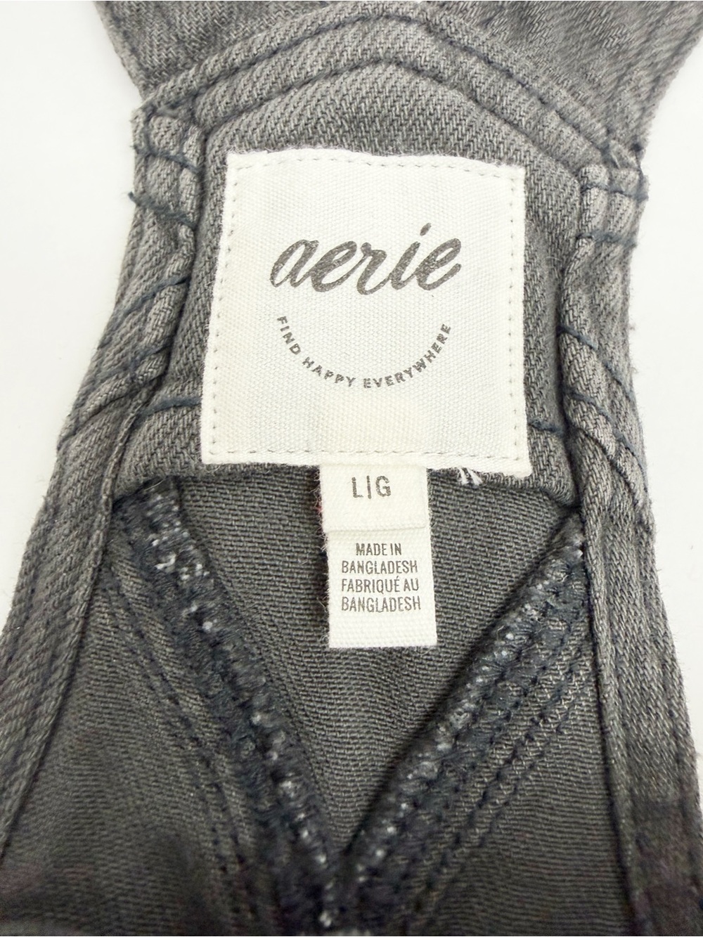 Aerie Baggy Bib Overall Smoke Gray Cargo Pockets Wide Leg Size Large - Picture 10 of 12
